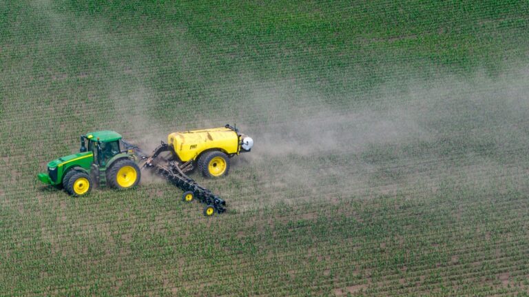 a tractor in a field